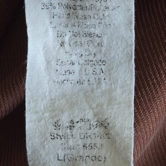 Mod Ref Rust Brown Micro Ribbed High Low Midi Dress Keyhole Back Minimalist Sz L - Picture 9 of 11